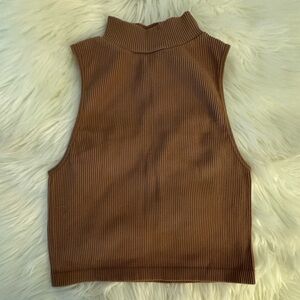 Zara Brown Ribbed Mock Neck Tank Top *Excellent Condition*